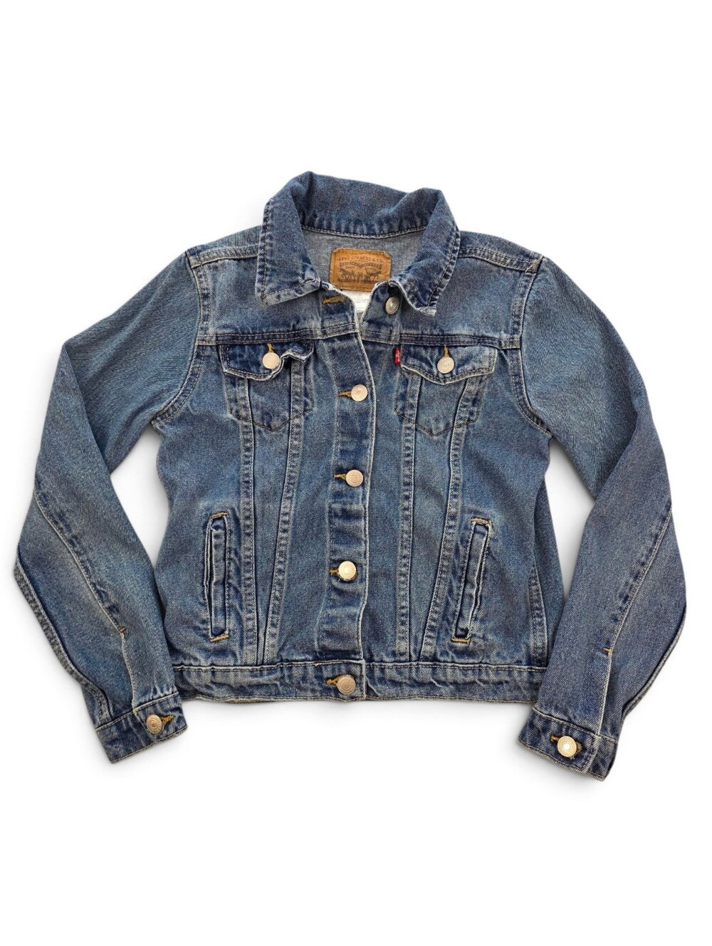 Levi’s Denim Trucker Jacket Youth L 12-13 Unisex Jacket 100% Cotton Americana